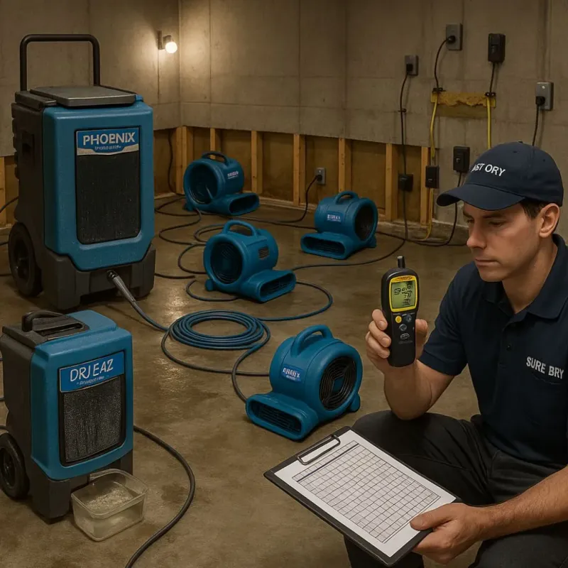 Structural Drying and Dehumidification process in Vista, CA